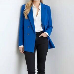 NWOT MAEVE x Anthropologie Oversized Double Breasted Cobalt Blue Blazer | Size 6